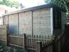 2.5m x 4.5m Workshop showing rear gutter and downpipe