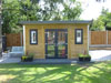 4.0m x 3.0m pent garden workshop with graphite French doors and windows, from £call (inc. VAT)