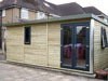 6.0m x 2.5m pent garden workshop with graphite French doors and 2x vertical lozenge windows, from £call (inc. VAT)