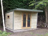3.5m x 3.0m pent garden workshop with light oak double door set and lozenge window, from £call (inc. VAT)