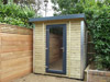 2.0m x 2.0m pent garden workshop with graphite fully glazed single entry door, and graphite flashing, from £POA